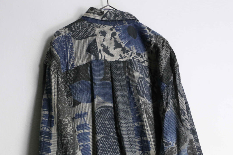 "GOOUCH" total pattern silk × linen shirt