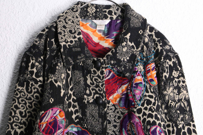 flower × paisley embroidery gobelin jacket