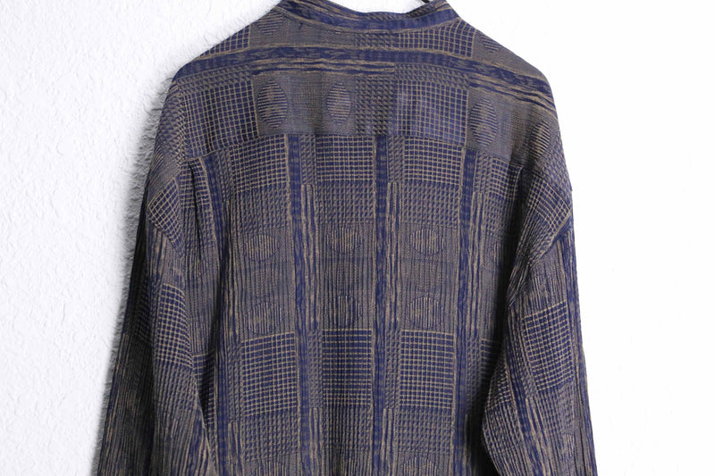 "PRONTI" pleats geometry pattern L/S shirt
