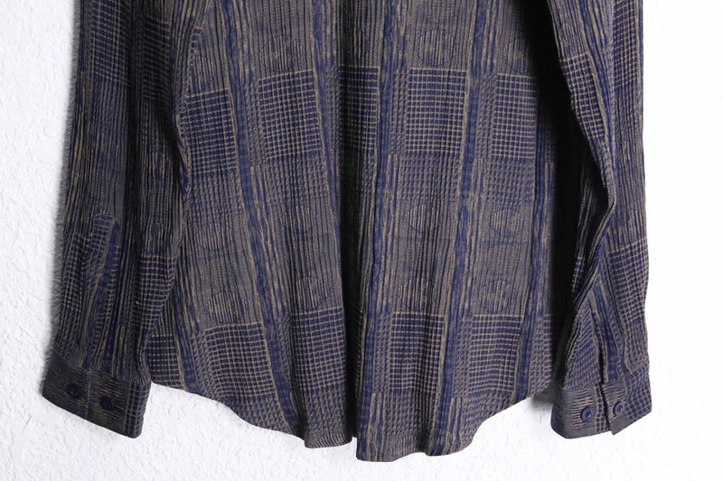 "PRONTI" pleats geometry pattern L/S shirt