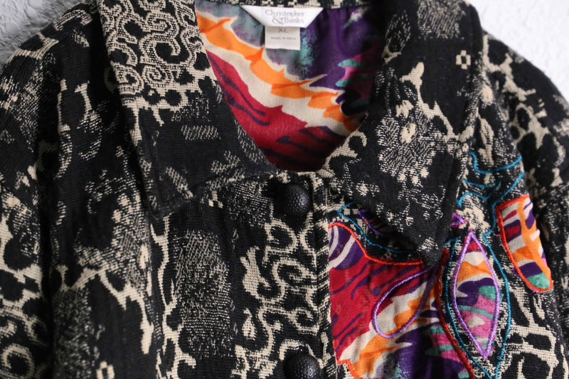 flower × paisley embroidery gobelin jacket