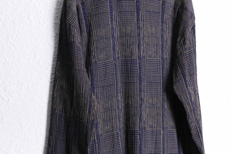 "PRONTI" pleats geometry pattern L/S shirt