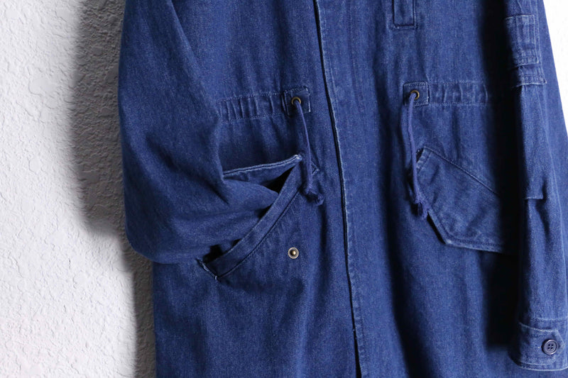 indigo blue denim mods coat