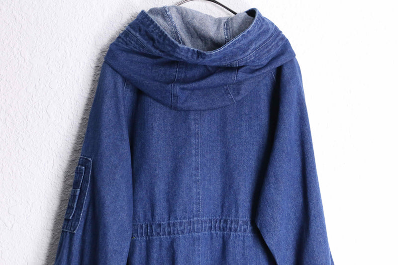 indigo blue denim mods coat