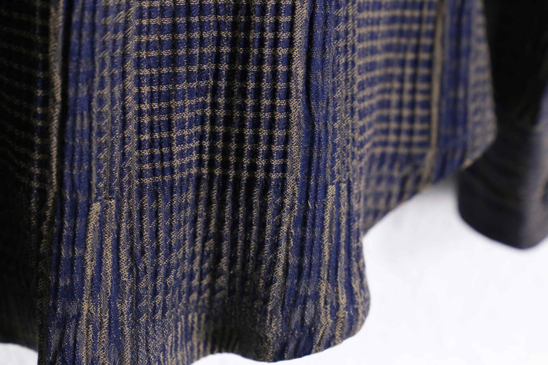 "PRONTI" pleats geometry pattern L/S shirt