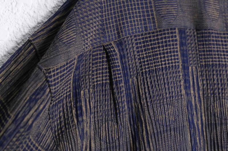 "PRONTI" pleats geometry pattern L/S shirt