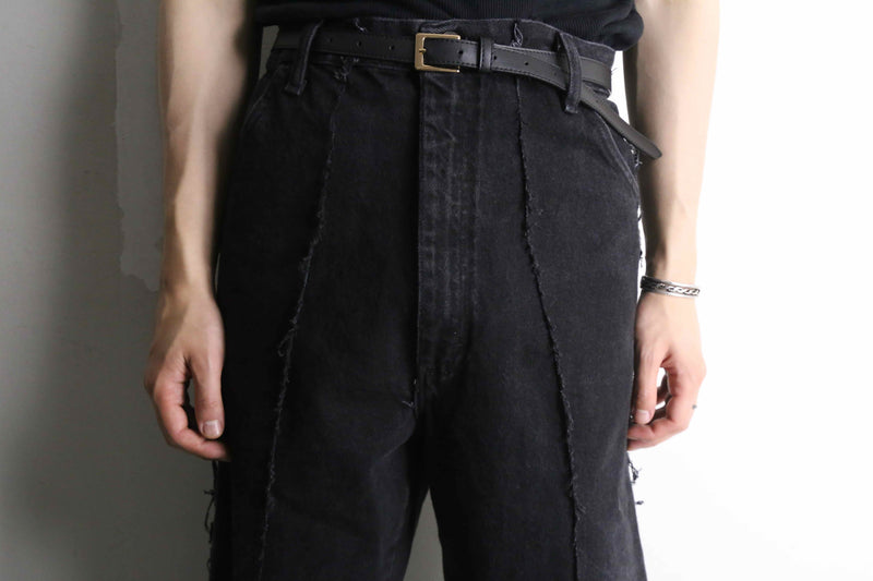 remake "再構築" patchwork design black flare denim