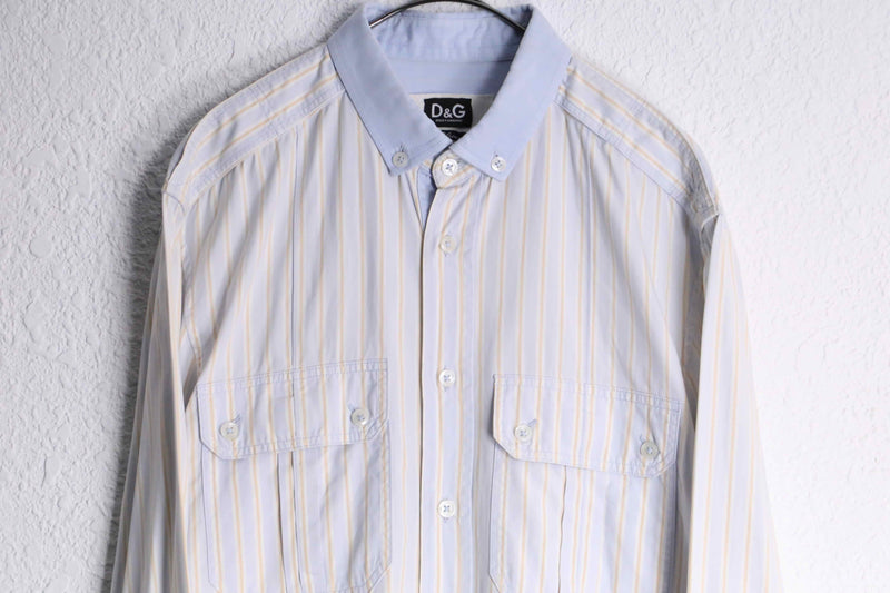 "DOLCE & GABBANA" stripe pattern button down L/S shirt