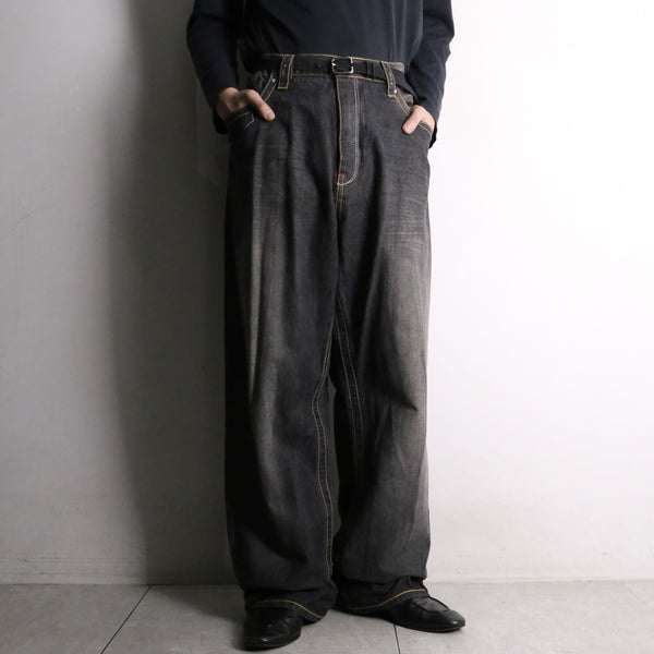 "COOGI"  gray fade wide straight denim pants