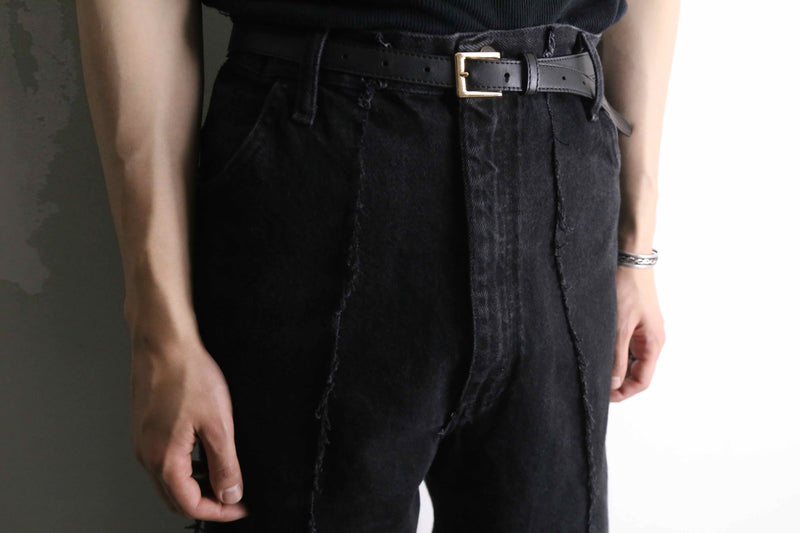 remake "再構築" patchwork design black flare denim