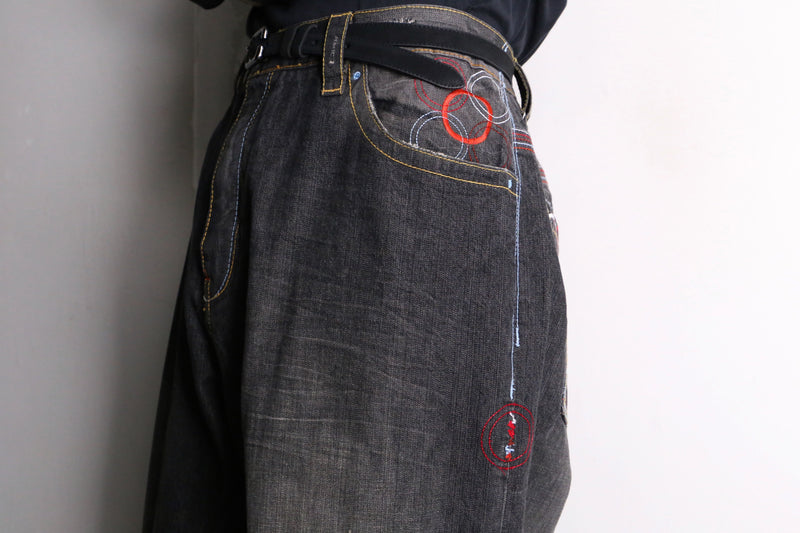 "COOGI"  gray fade wide straight denim pants