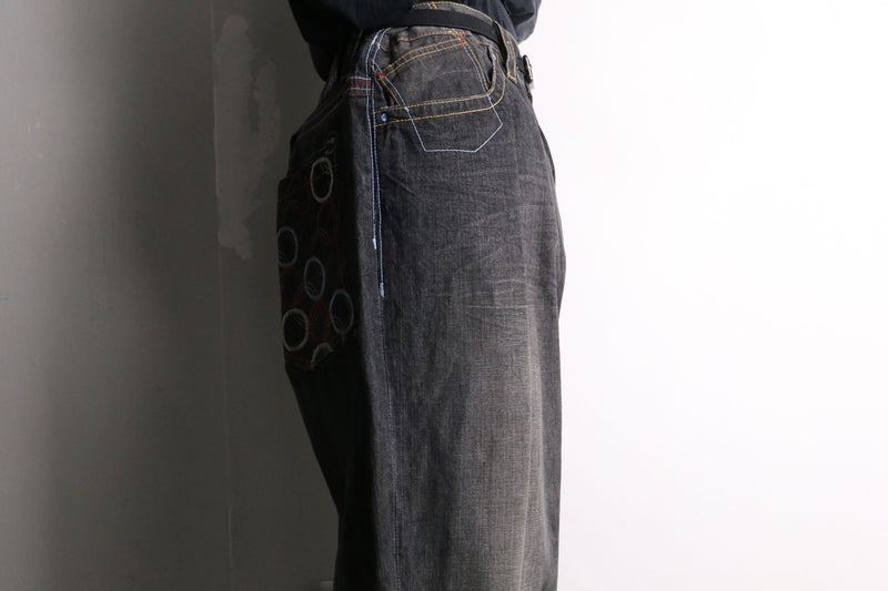 "COOGI"  gray fade wide straight denim pants