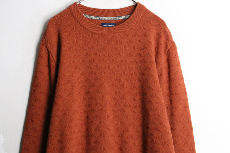 orange color design cotton knit