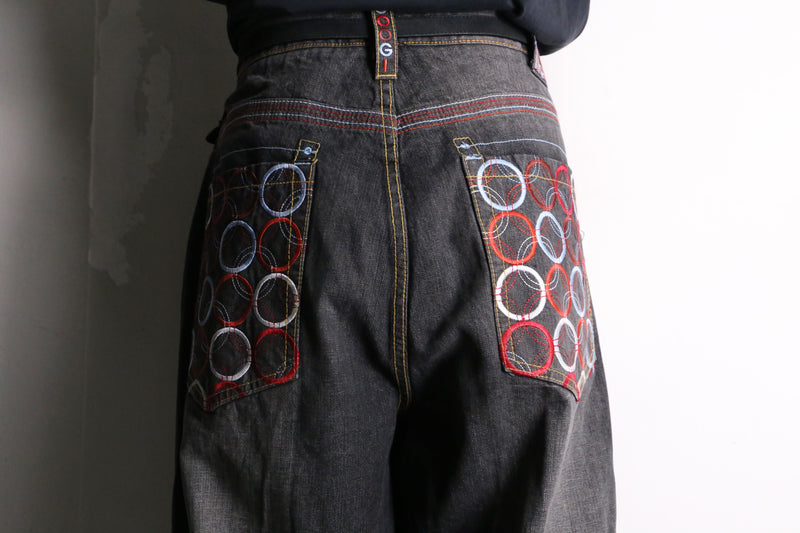 "COOGI"  gray fade wide straight denim pants