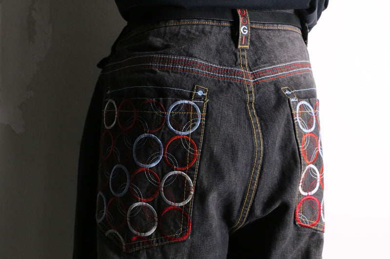 "COOGI"  gray fade wide straight denim pants