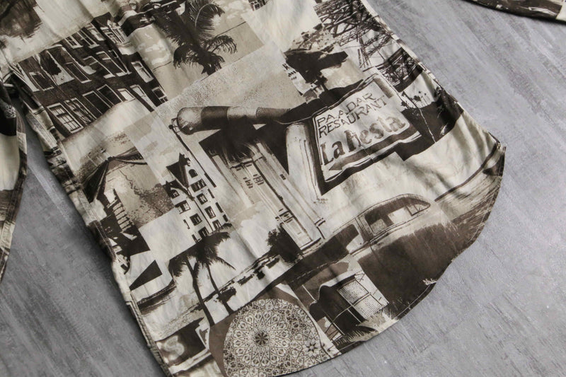 1990-00s D&G cityscape design shirt "& label"