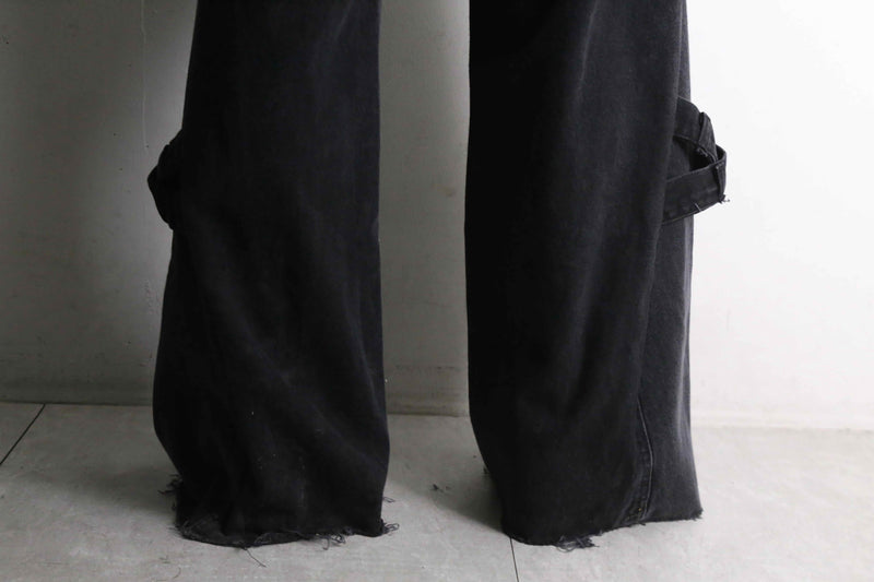 remake "再構築" patchwork design black flare denim