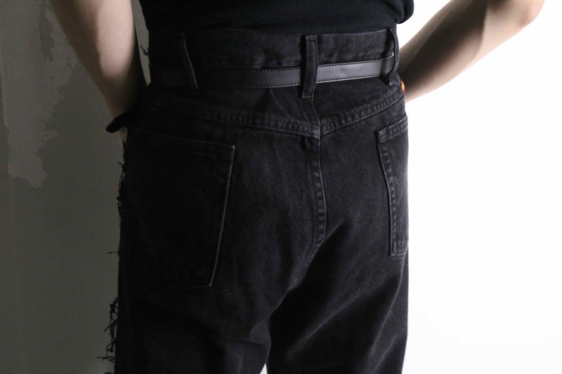 remake "再構築" patchwork design black flare denim