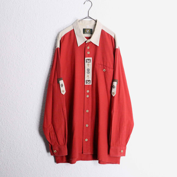red naturally derived tyrolean shirt
