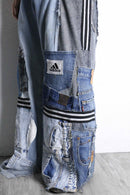 "Re:make" track baggy denim pants