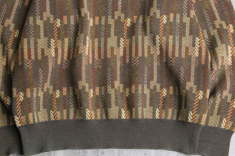 brown base geometry design knit