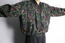deep green abstract silk blouson