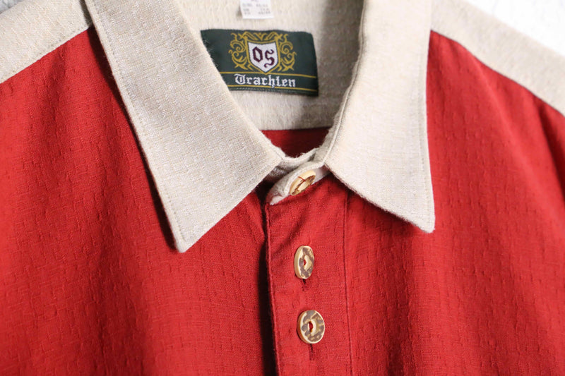 red naturally derived tyrolean shirt
