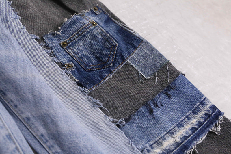 "Re:make" tuck & patch design buggy denim pants