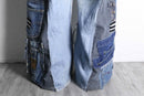 "Re:make" track baggy denim pants
