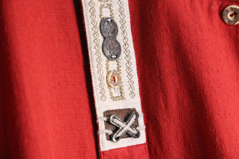 red naturally derived tyrolean shirt