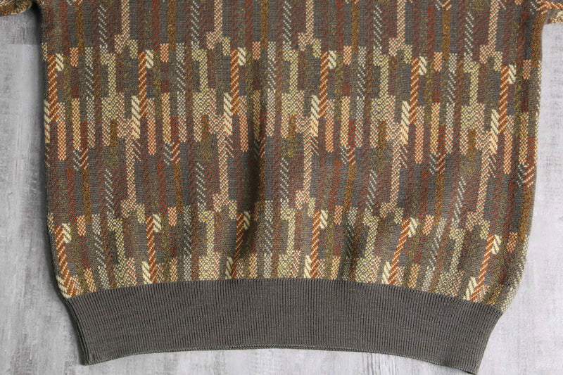 brown base geometry design knit