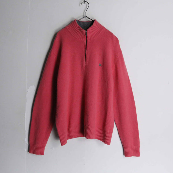 "Burberry" pink orange color half zip knit