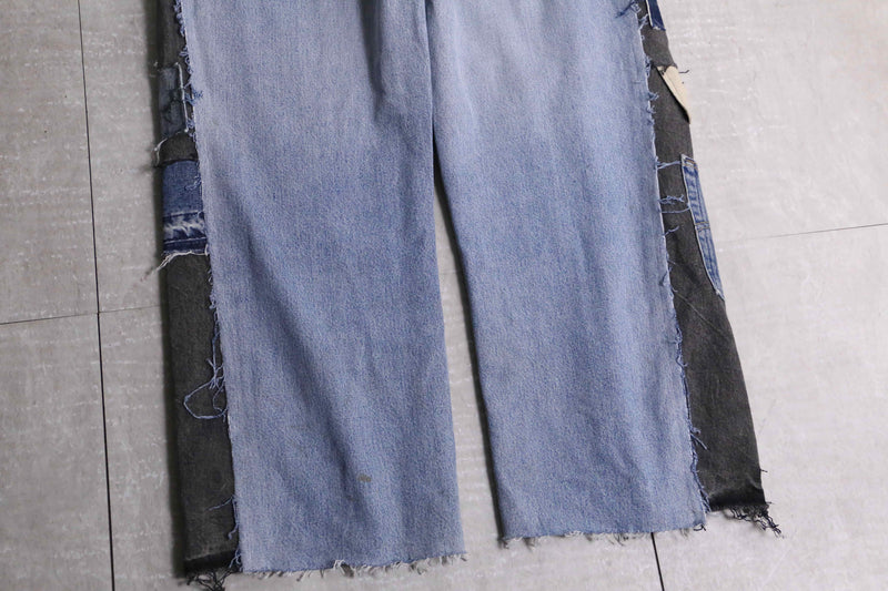 "Re:make" tuck & patch design buggy denim pants