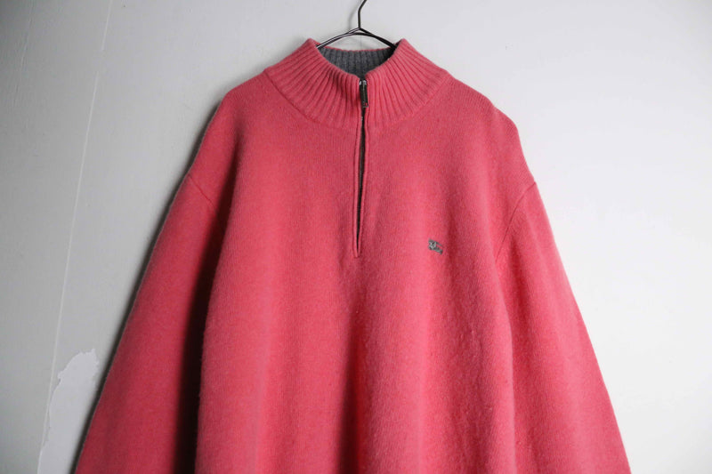 "Burberry" pink orange color half zip knit