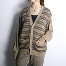 dark beige fair isle knit cardigan