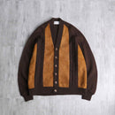 60~70’s leather switch design knit cardigan