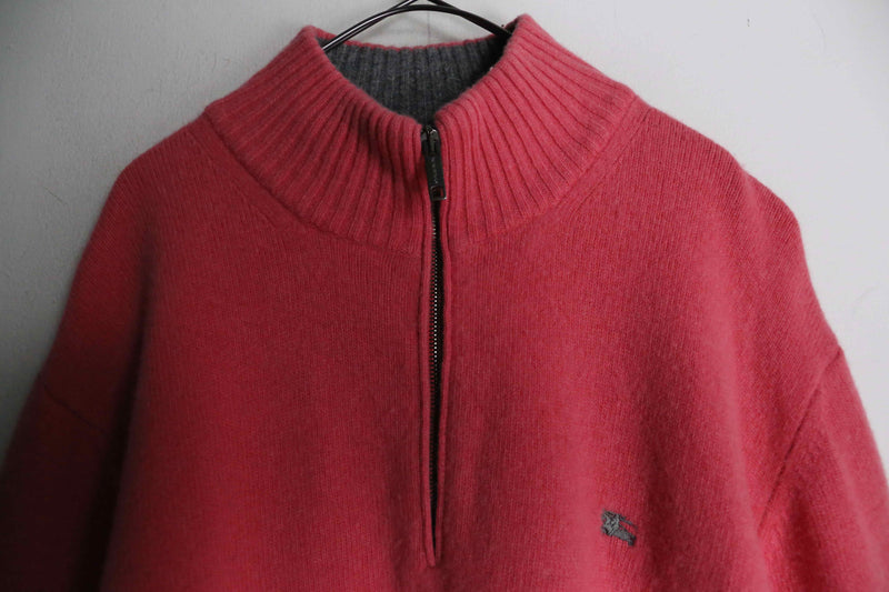 "Burberry" pink orange color half zip knit