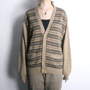 dark beige fair isle knit cardigan