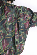 deep green abstract silk blouson