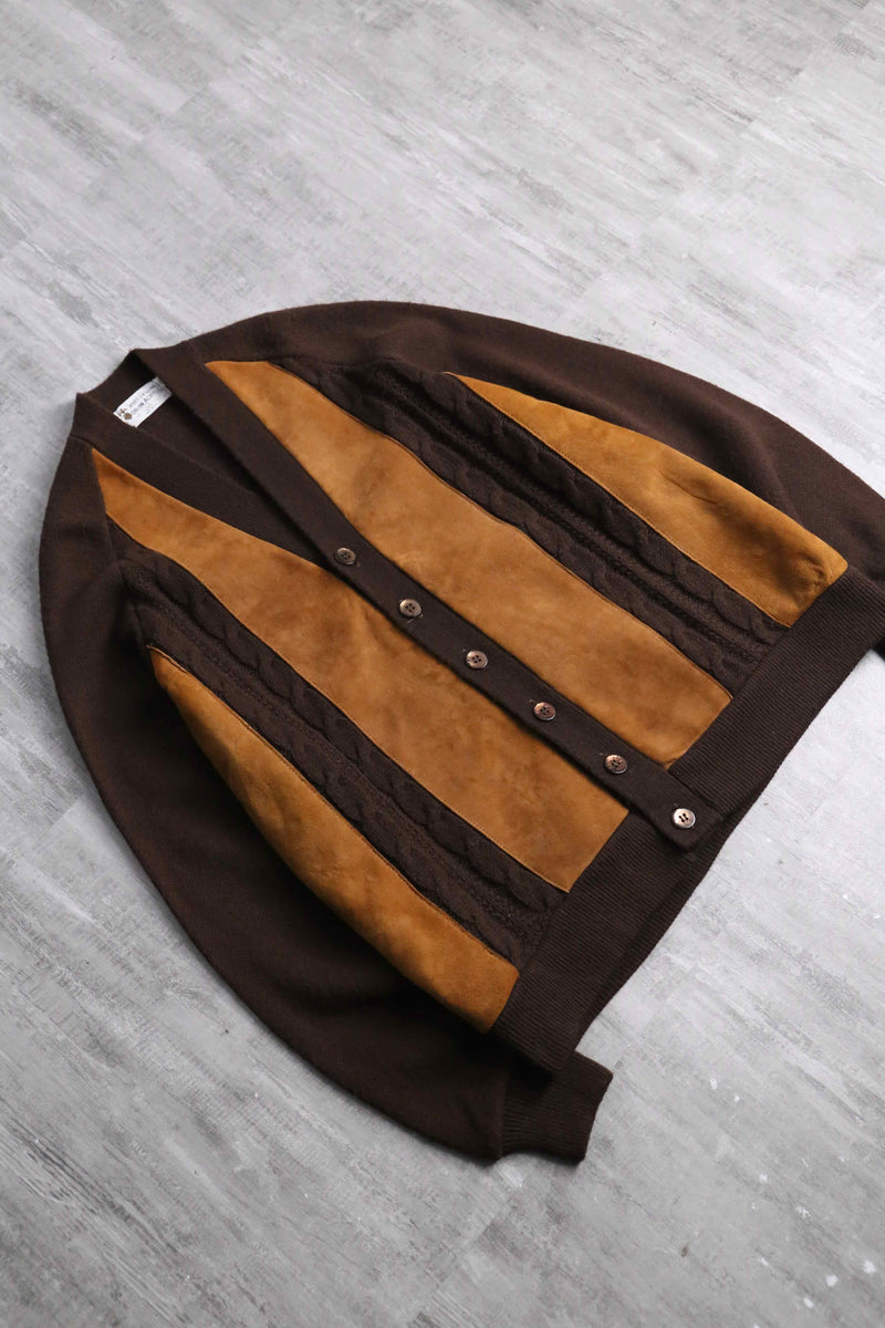 60~70’s leather switch design knit cardigan