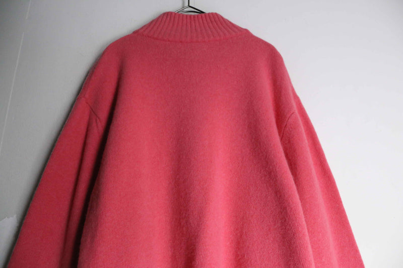 "Burberry" pink orange color half zip knit