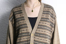 dark beige fair isle knit cardigan
