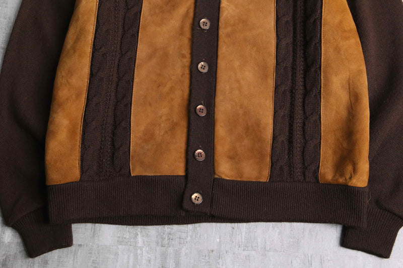 60~70’s leather switch design knit cardigan