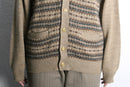 dark beige fair isle knit cardigan