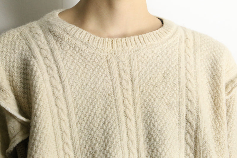 "Re:make" asymmetry patchwork fisherman knit