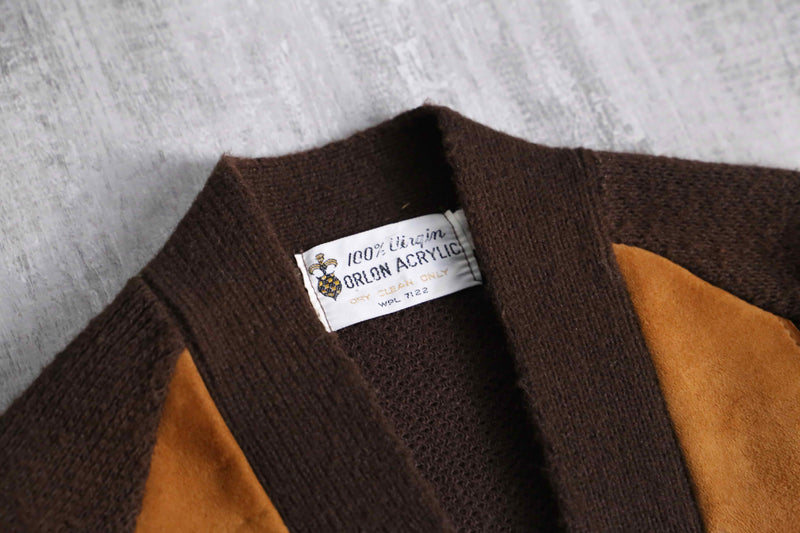 60~70’s leather switch design knit cardigan