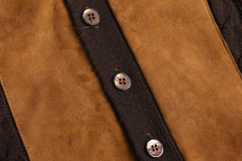 60~70’s leather switch design knit cardigan