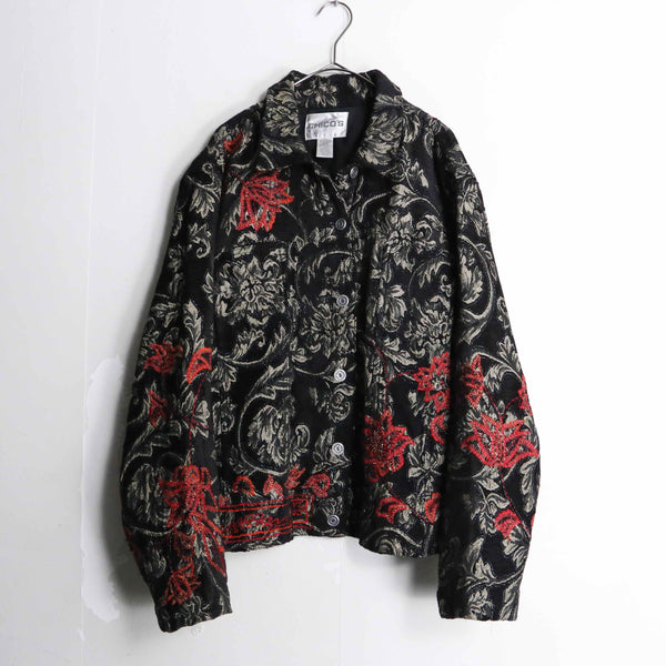 "CHICOS" tapestry black jacket