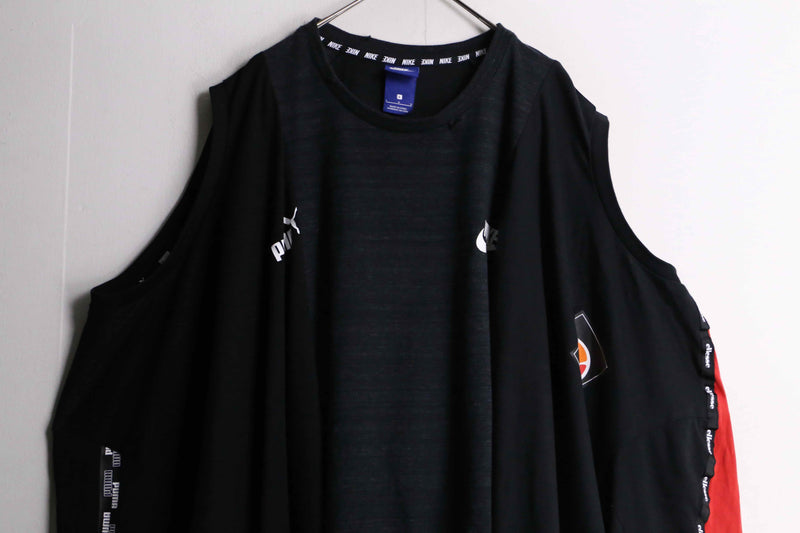 "Re:make" 3docking asymmetry black Tee