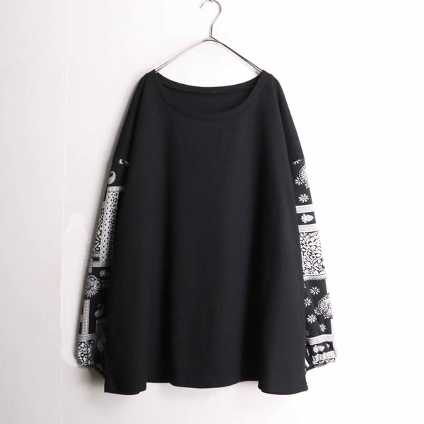 paisley switch design black thermal L/S T-shirt